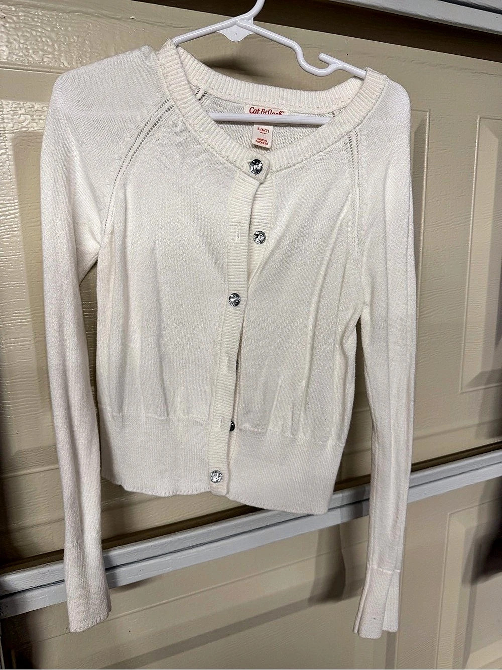 Cat & Jack Girls' White Button-Front Sweater Size Small